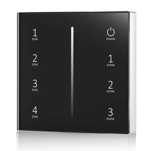 4 zone dimmer RF glass fronted wall switch (BLACK)