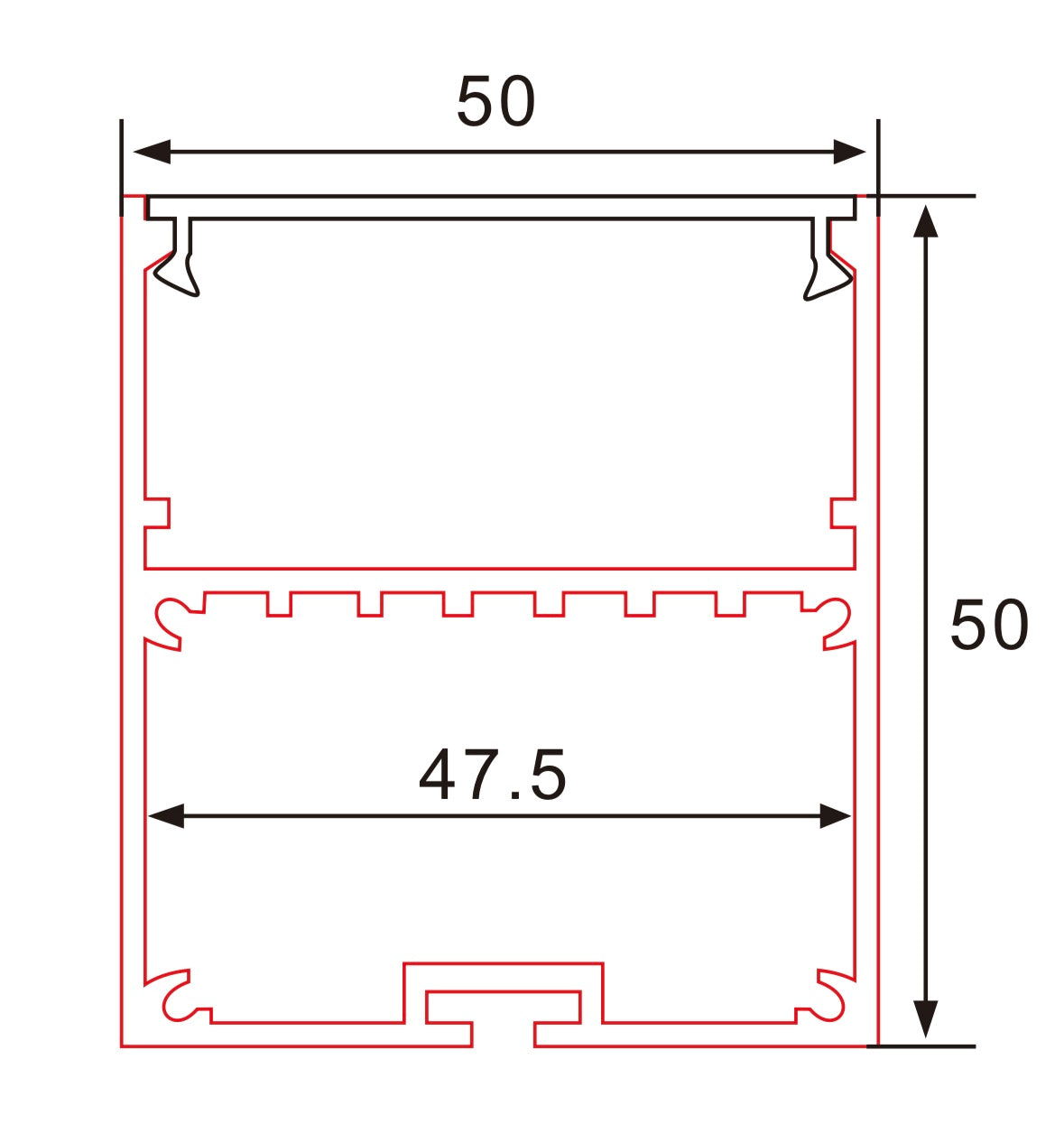 linear surface/suspended Aluminium profile (black) (2000mm length)