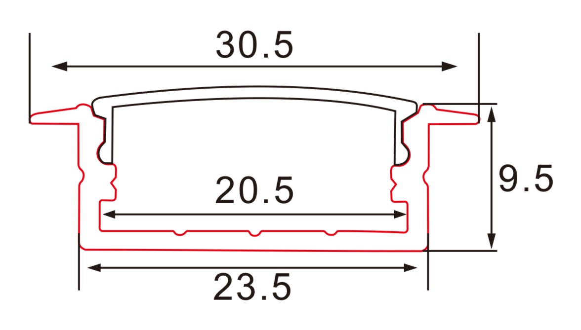 router-in (wide) Aluminium profile (2000mm length)