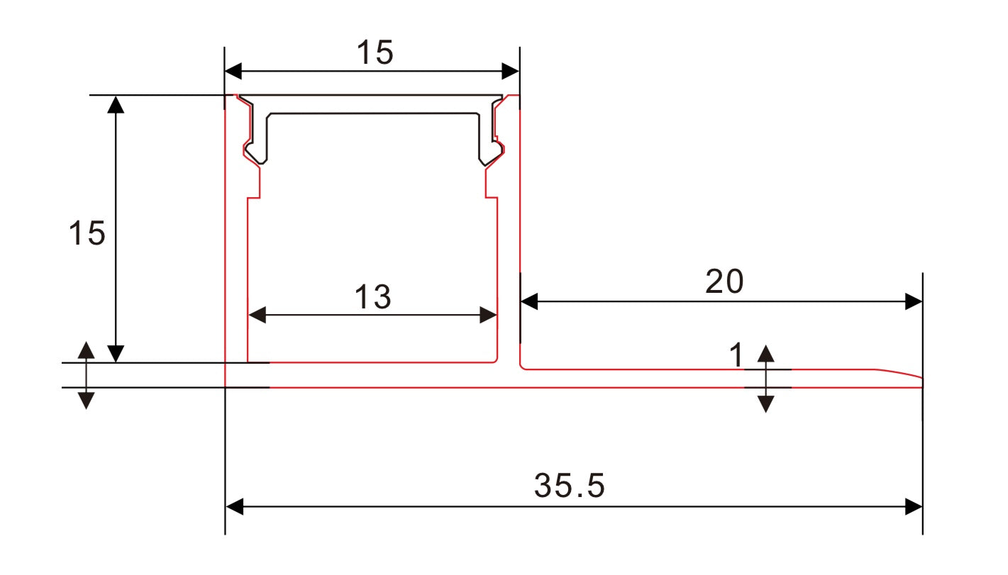 Tile-in Aluminium profile (2000mm length)